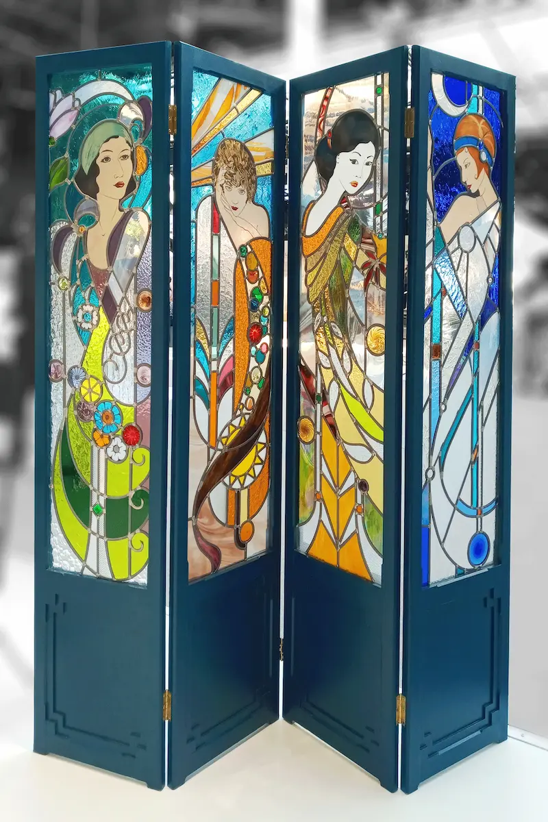 paravent vitrail art deco